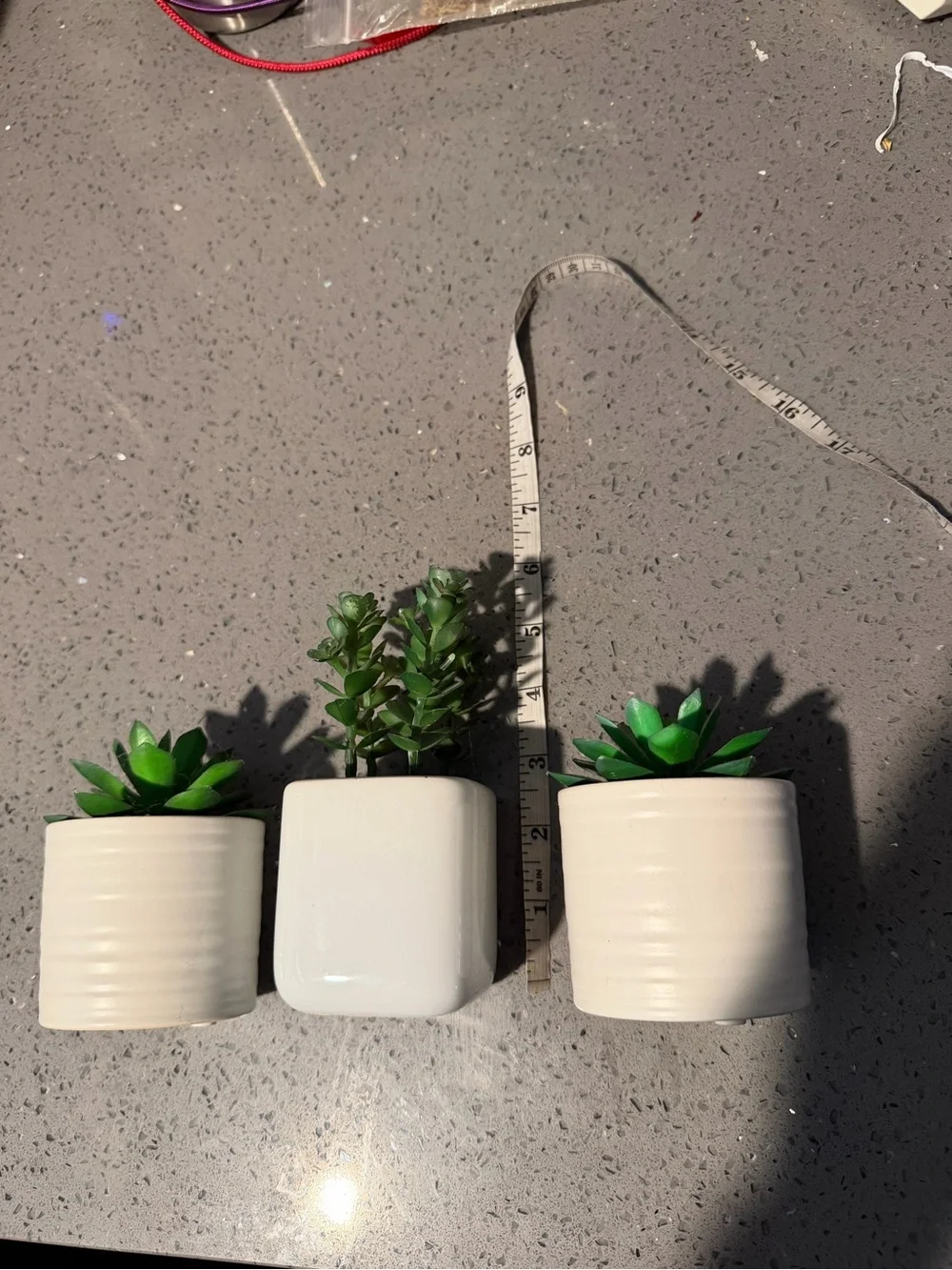 Set artificial succulents 3 pc Ceramic Planters Home Decor minimalist sleek pot